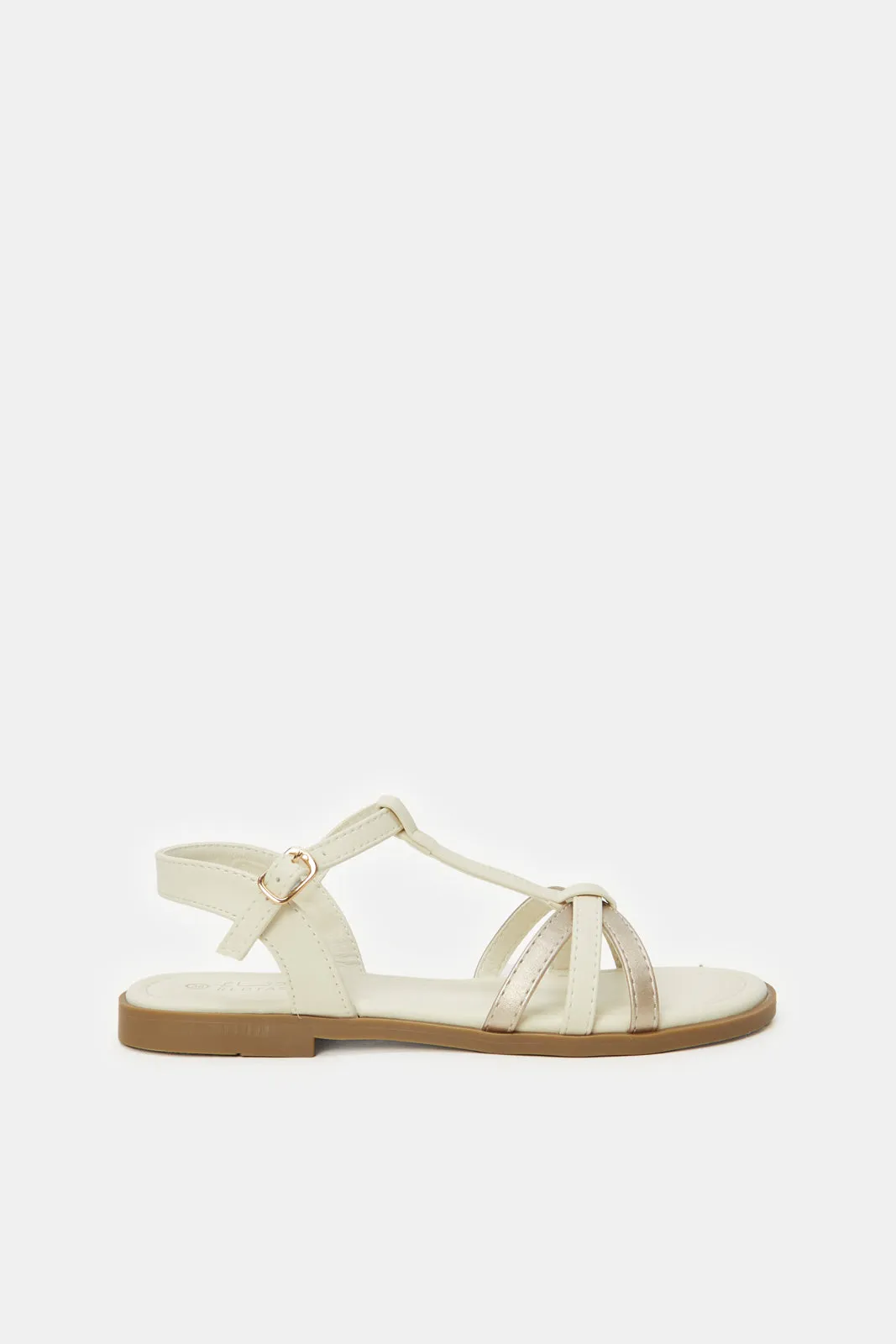 Senior Girls White Backstrap Sandal