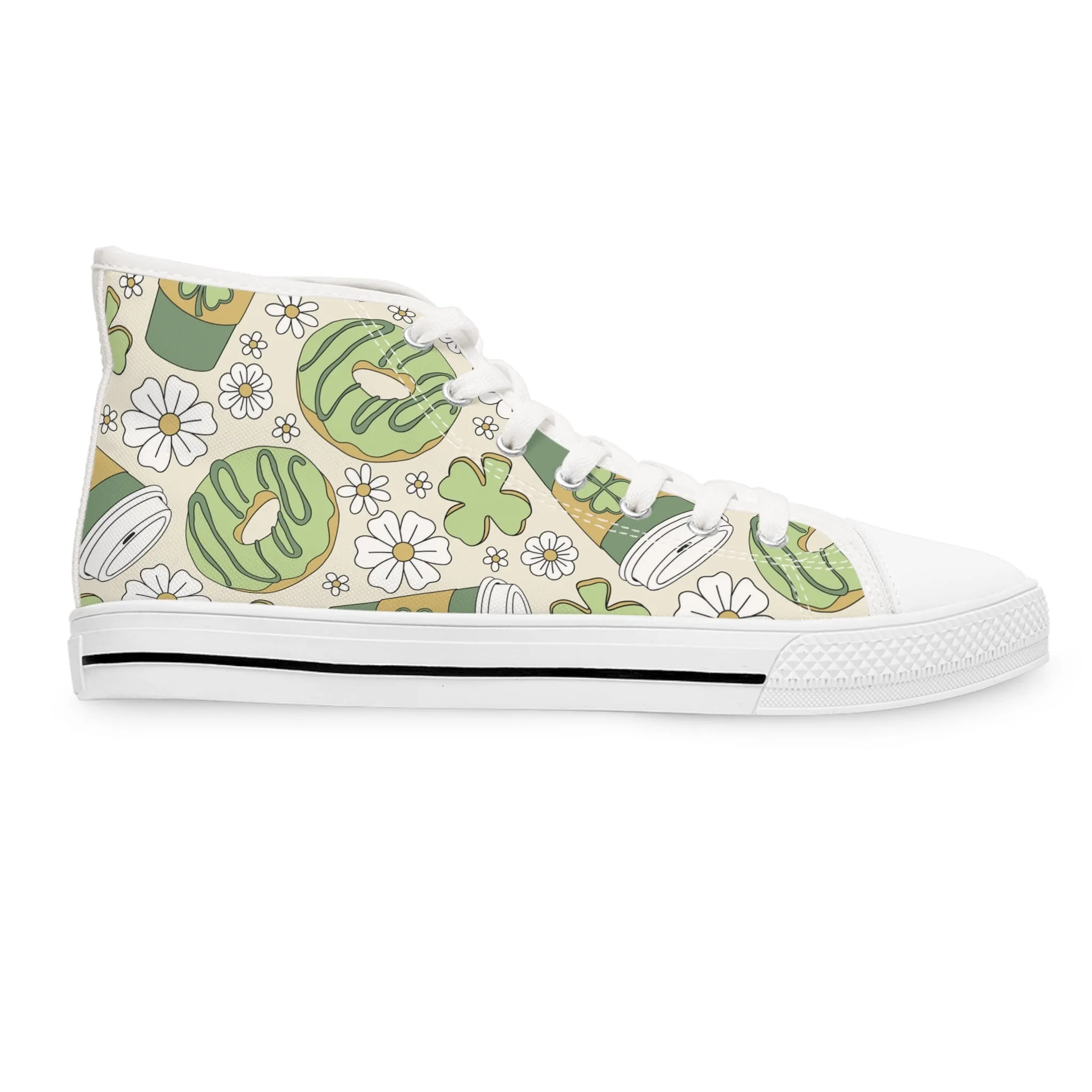 St. Patricks Day Donuts and Coffee Women's High Top Sneakers