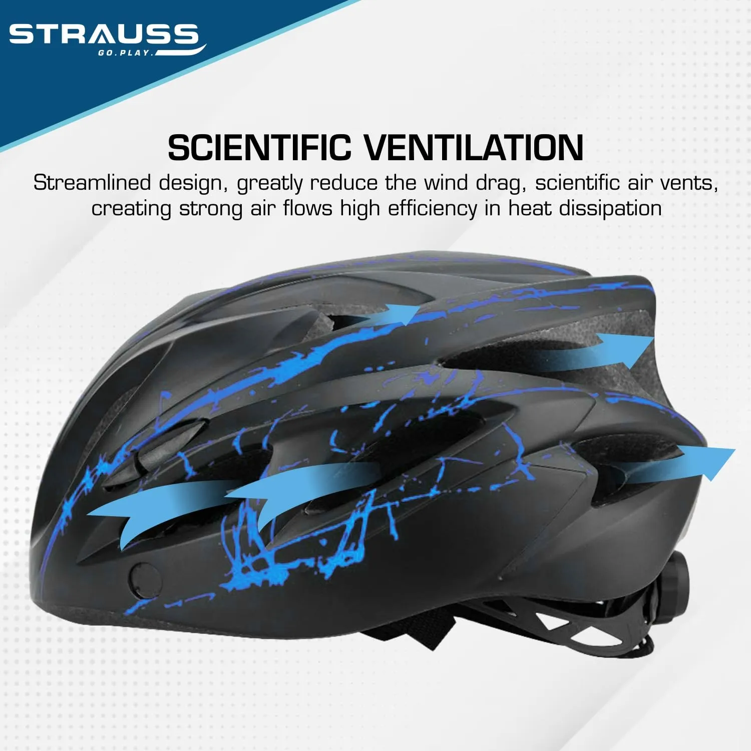 Strauss Cycling Helmet with Magnetic Goggles | Light Weight with Superior Ventilation | Mountain, Road Bike & Skating Helmet | Adjustable Strap | Ideal for Men and Women, (Blue/Black)