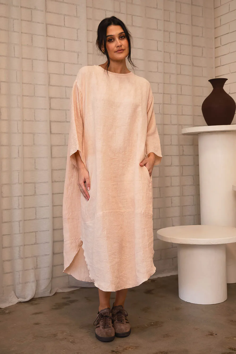 The Malle Linen Dress - Blush