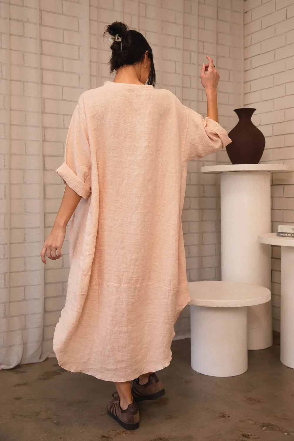 The Malle Linen Dress - Blush