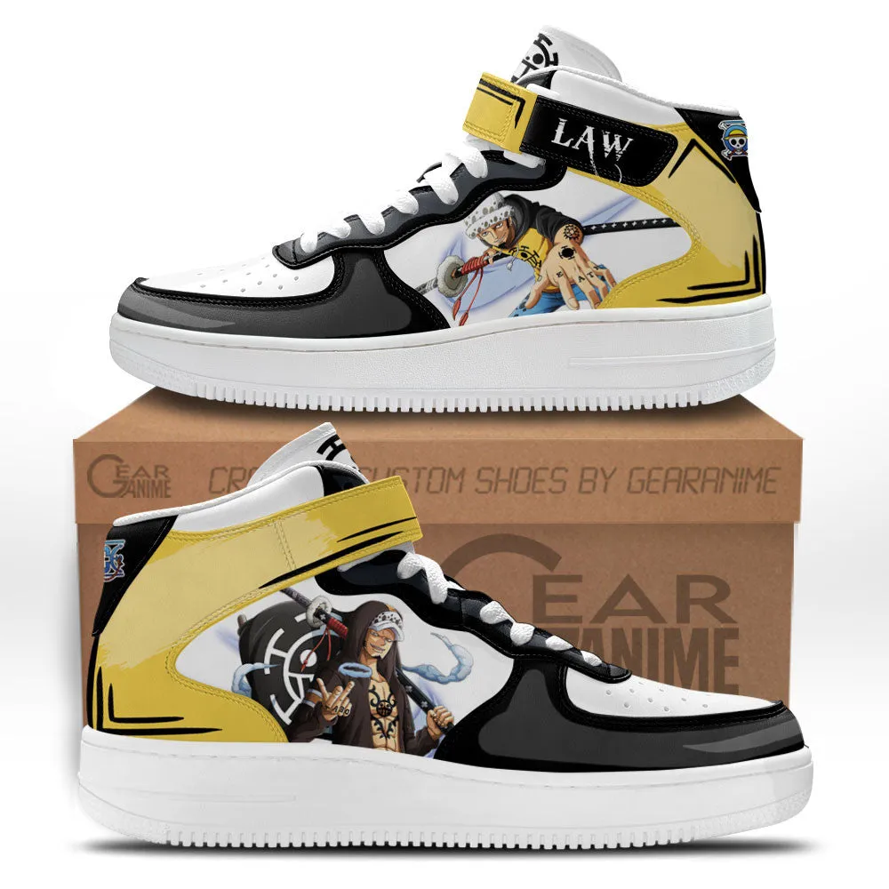 Trafagar Law Sneakers Air Mid Custom OP Anime Shoes