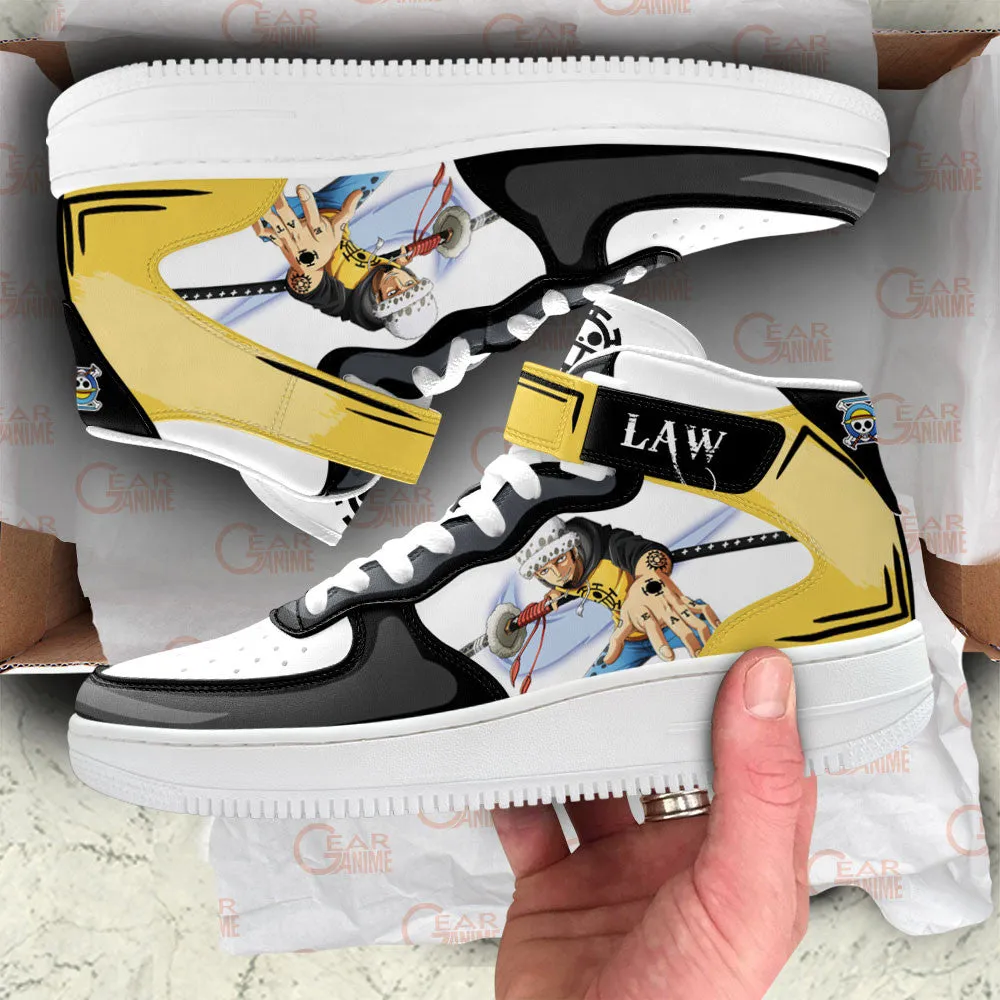 Trafagar Law Sneakers Air Mid Custom OP Anime Shoes