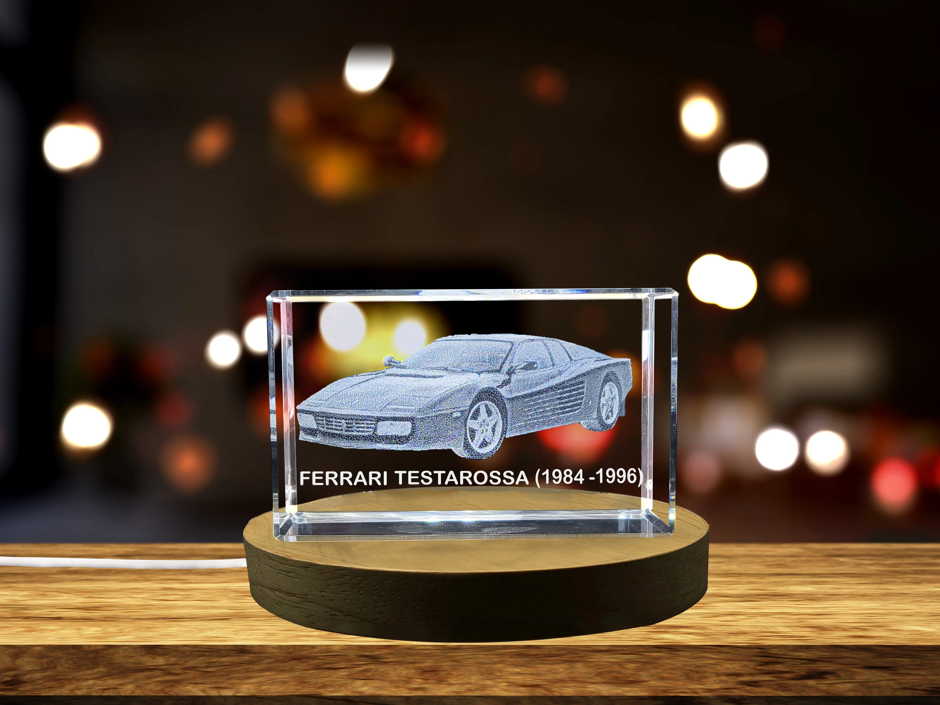 Unleash the Icon: Ferrari Testarossa (1984–1996) - 3D Engraved Crystal Tribute