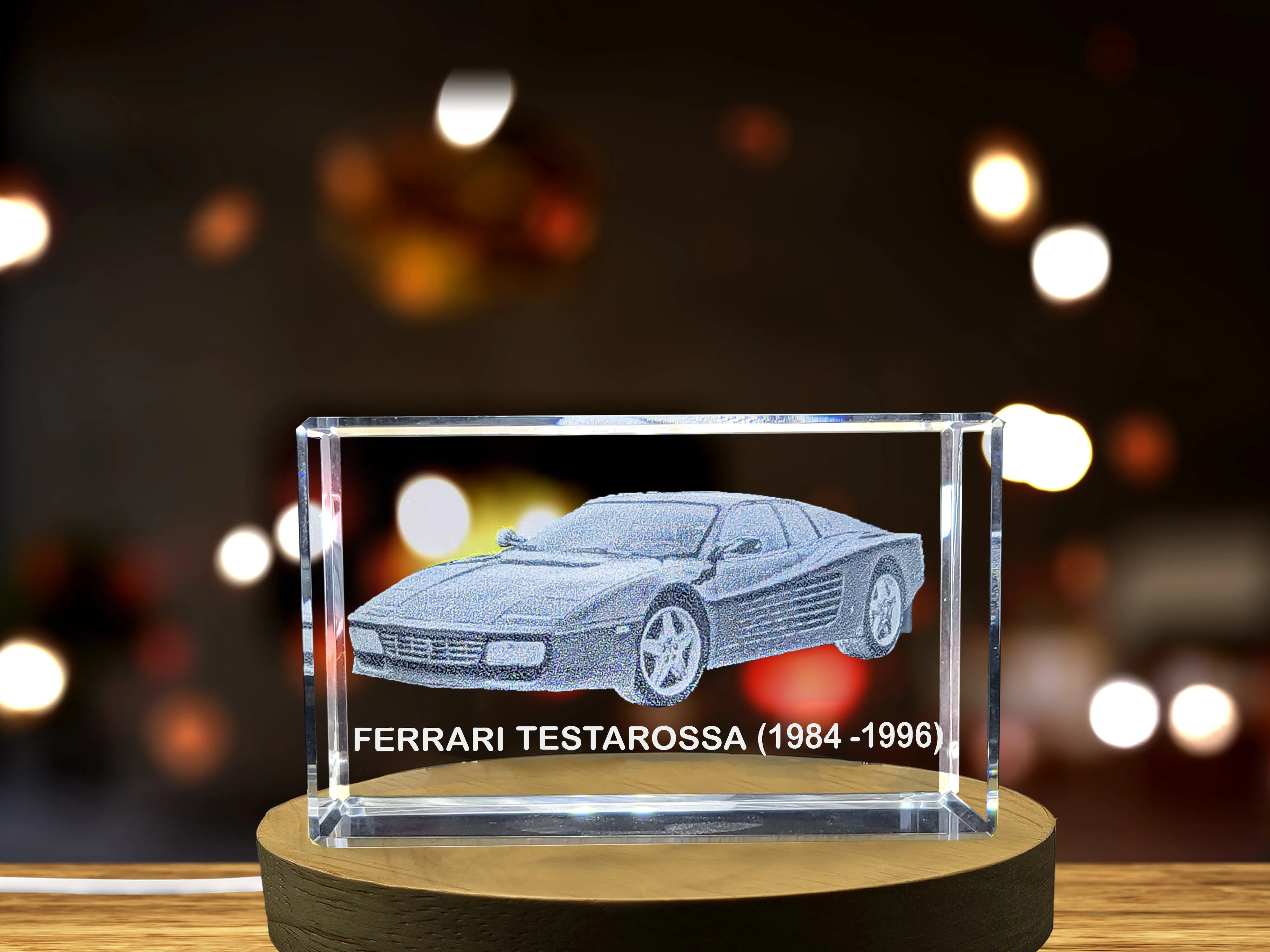 Unleash the Icon: Ferrari Testarossa (1984–1996) - 3D Engraved Crystal Tribute