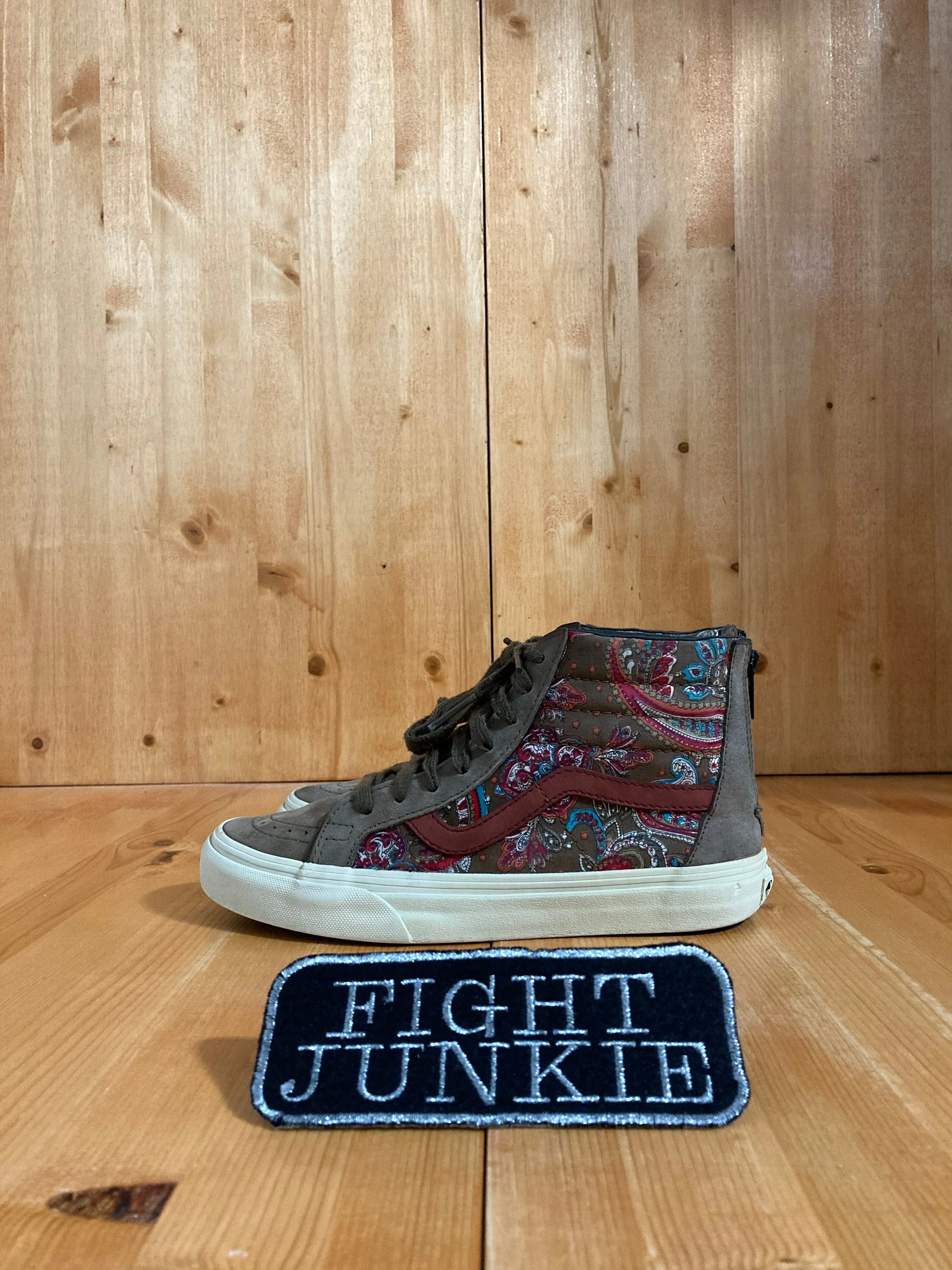 VANS SK8-HI CA ZIP PAISLEY Women's Size 7 Fabric & Suede Skateboarding Shoes Sneakers brown 721278