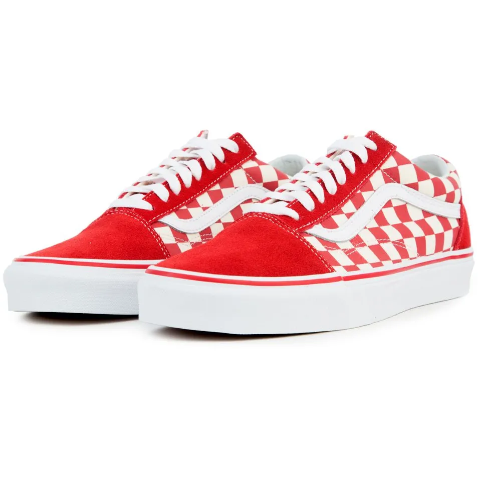 Vans Unisex Old Skool Checkerboard Shoes - Racing Red / White