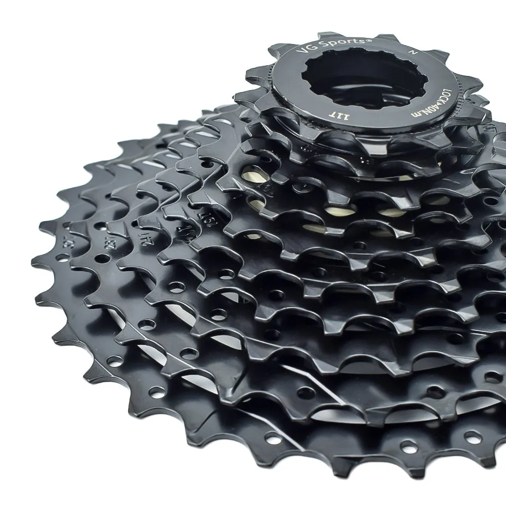 VG Sports Black 8/9/10/11 Speed Steel Bicycle Cassette