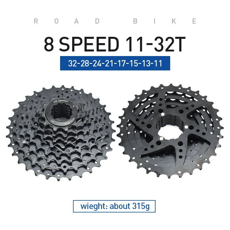 VG Sports Black 8/9/10/11 Speed Steel Bicycle Cassette