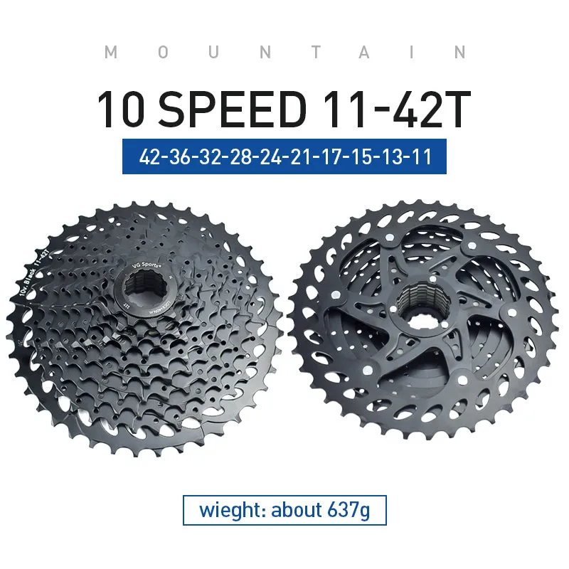 VG Sports Black 8/9/10/11 Speed Steel Bicycle Cassette