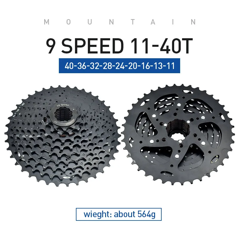 VG Sports Black 8/9/10/11 Speed Steel Bicycle Cassette