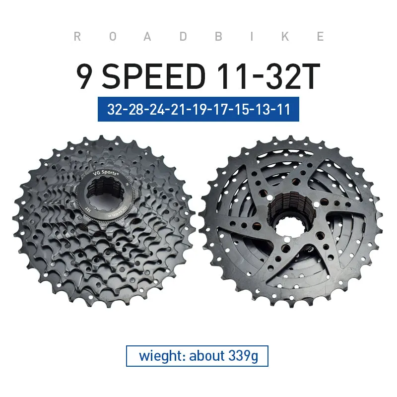 VG Sports Black 8/9/10/11 Speed Steel Bicycle Cassette