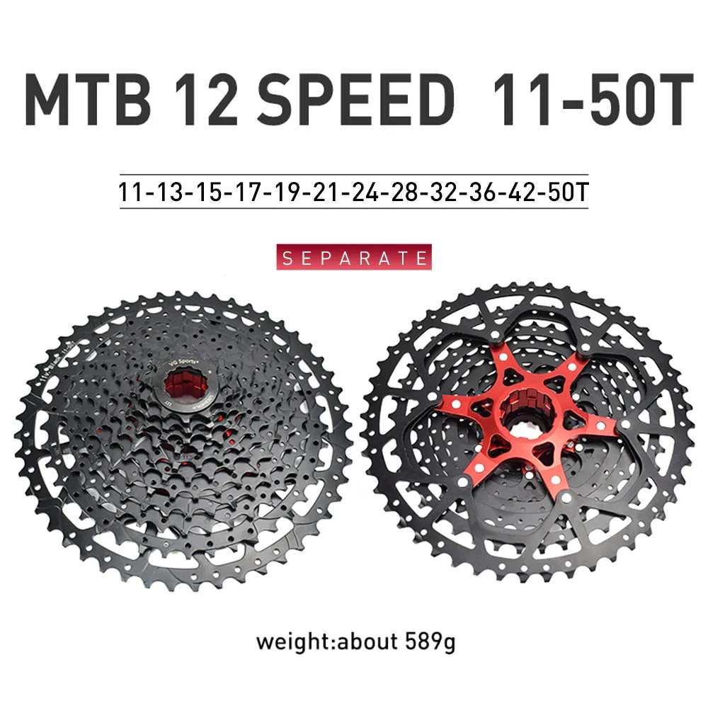 VG Sports Black 8/9/10/11/12 Speed Aluminum Bicycle Cassette