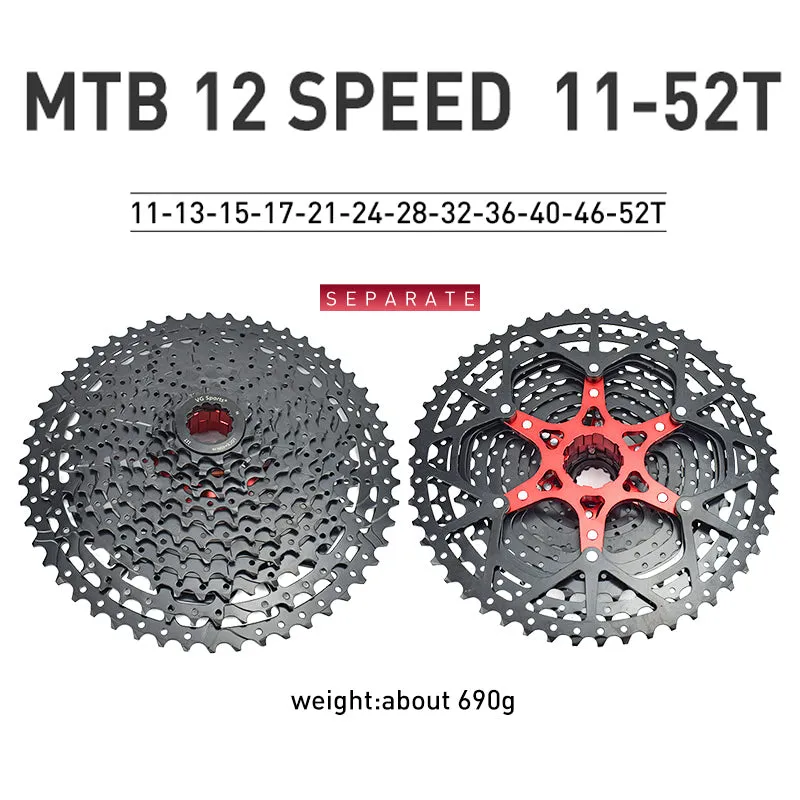 VG Sports Black 8/9/10/11/12 Speed Aluminum Bicycle Cassette