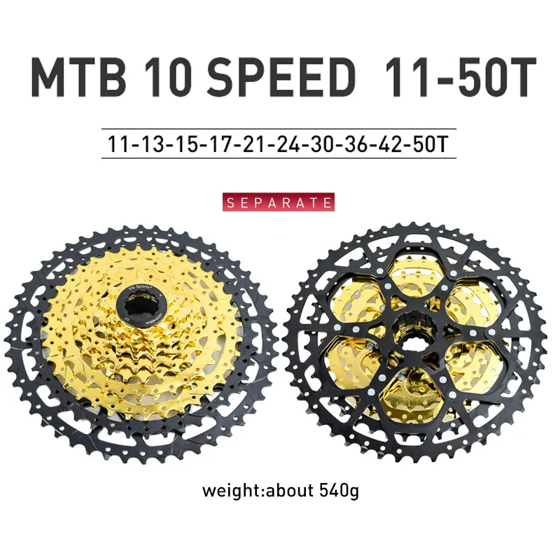 VG Sports Black&Gold 8/9/10/11/12 Speed Aluminum Bicycle Cassette