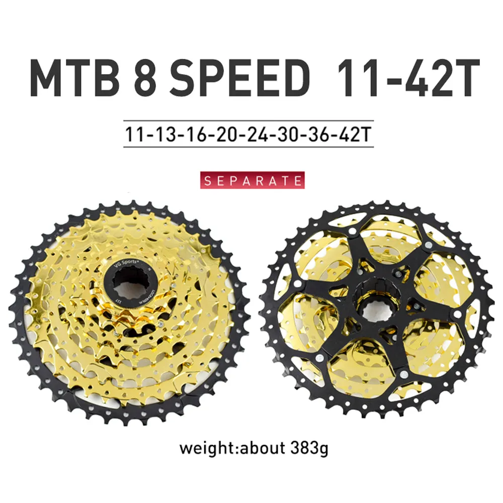 VG Sports Black&Gold 8/9/10/11/12 Speed Aluminum Bicycle Cassette