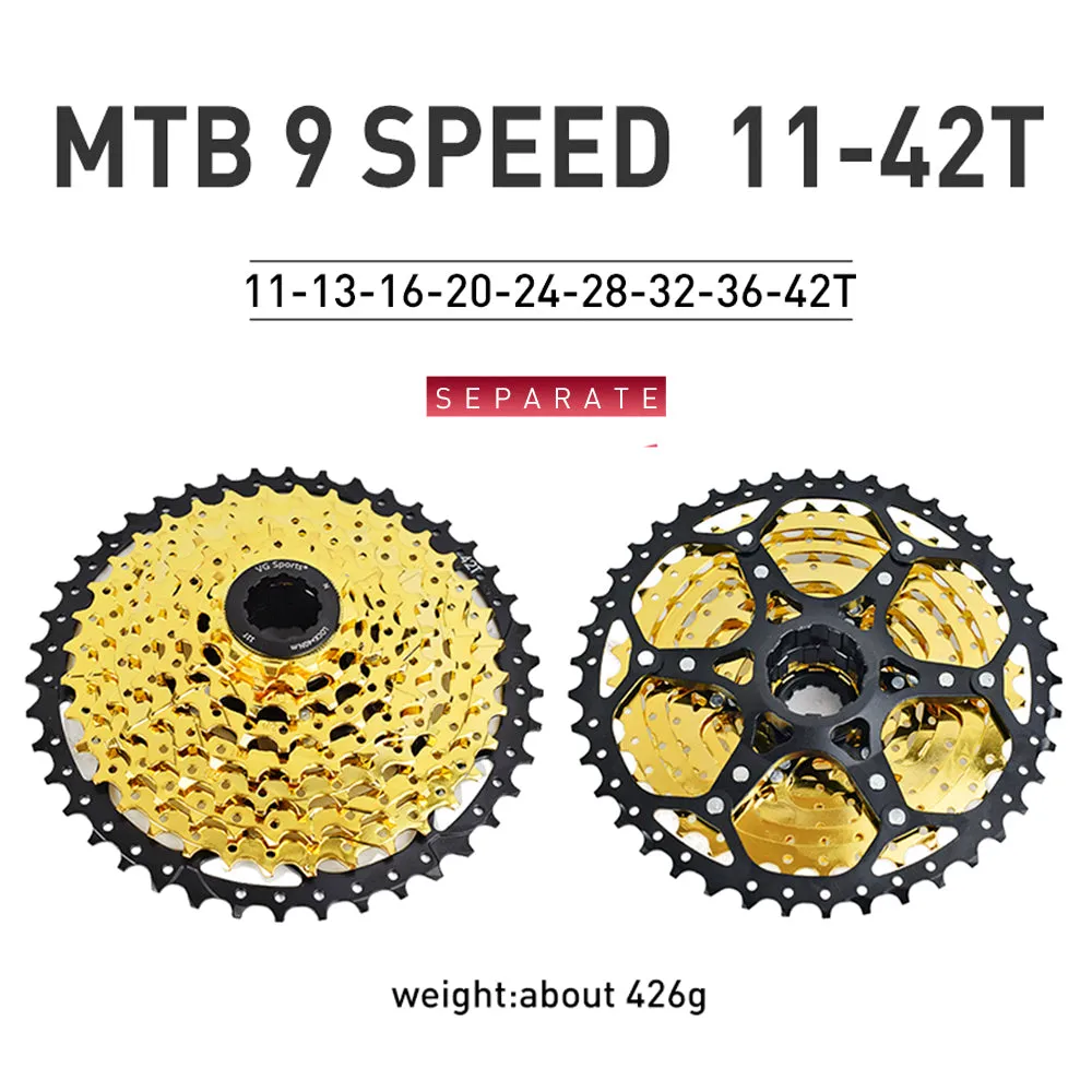 VG Sports Black&Gold 8/9/10/11/12 Speed Aluminum Bicycle Cassette