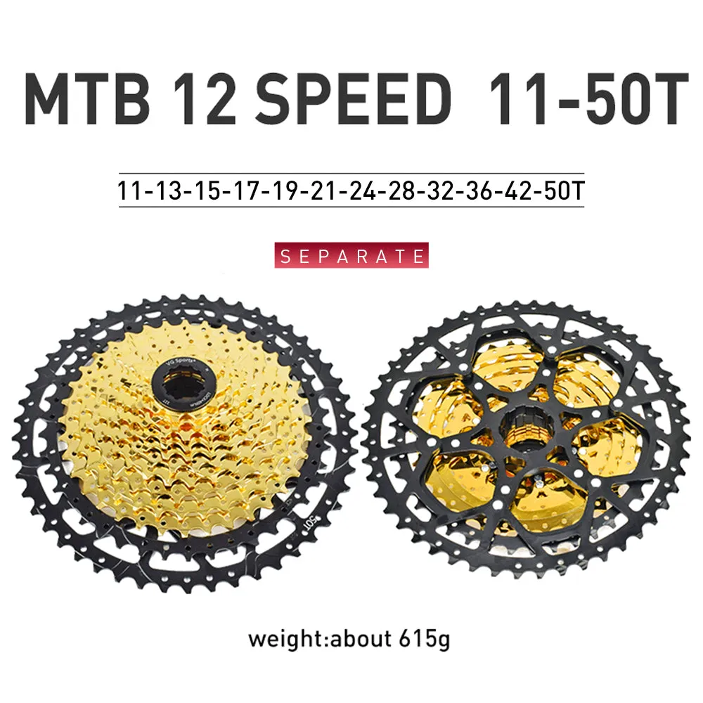 VG Sports Black&Gold 8/9/10/11/12 Speed Aluminum Bicycle Cassette