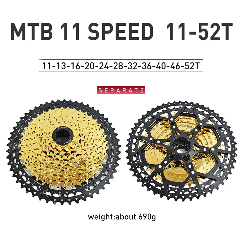 VG Sports Black&Gold 8/9/10/11/12 Speed Aluminum Bicycle Cassette