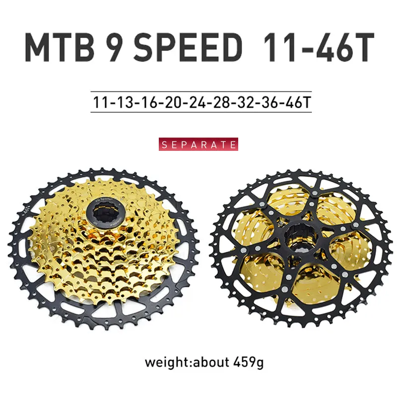 VG Sports Black&Gold 8/9/10/11/12 Speed Aluminum Bicycle Cassette