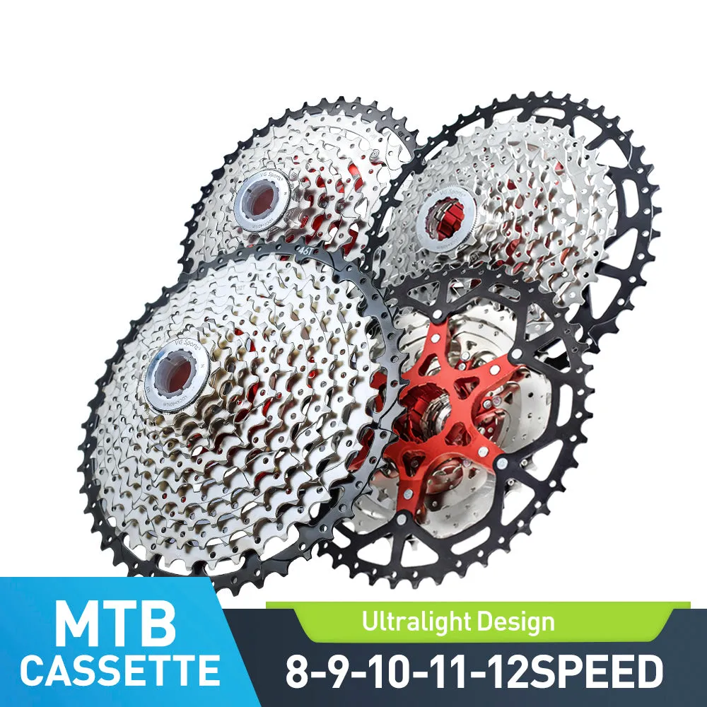 VG Sports Black&Silver 8/9/10/11/12 Speed Aluminum Bicycle Cassette