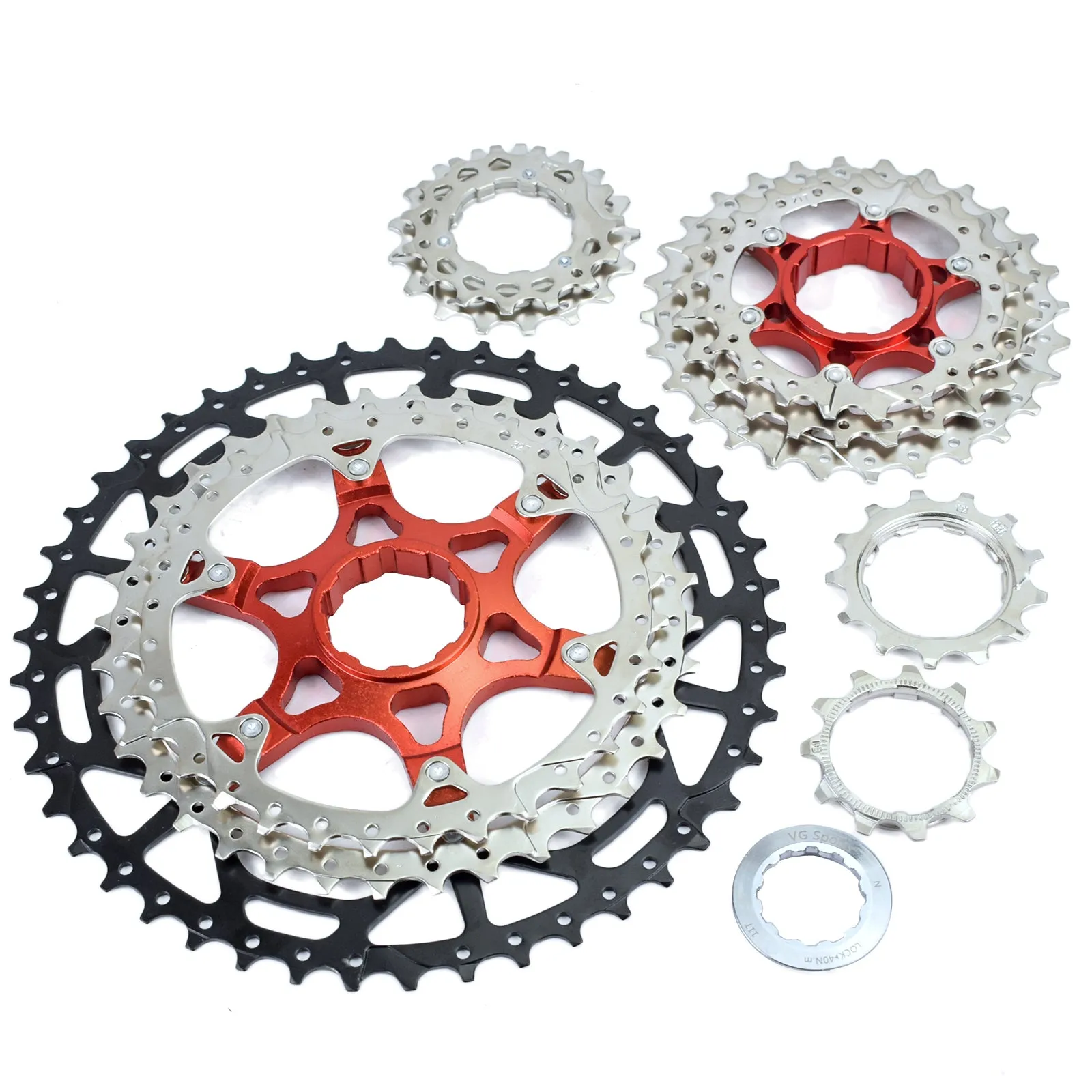 VG Sports Black&Silver 8/9/10/11/12 Speed Aluminum Bicycle Cassette