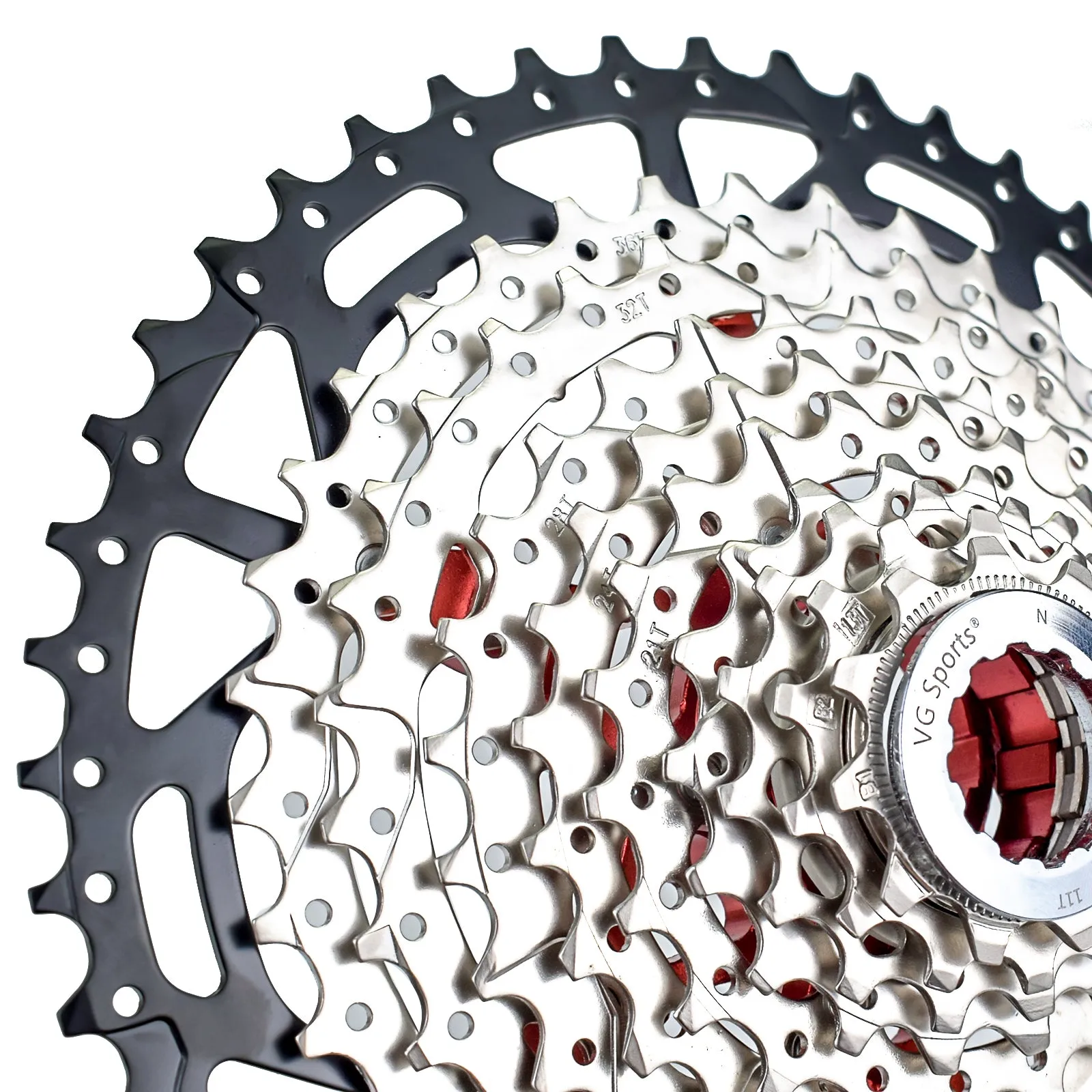 VG Sports Black&Silver 8/9/10/11/12 Speed Aluminum Bicycle Cassette