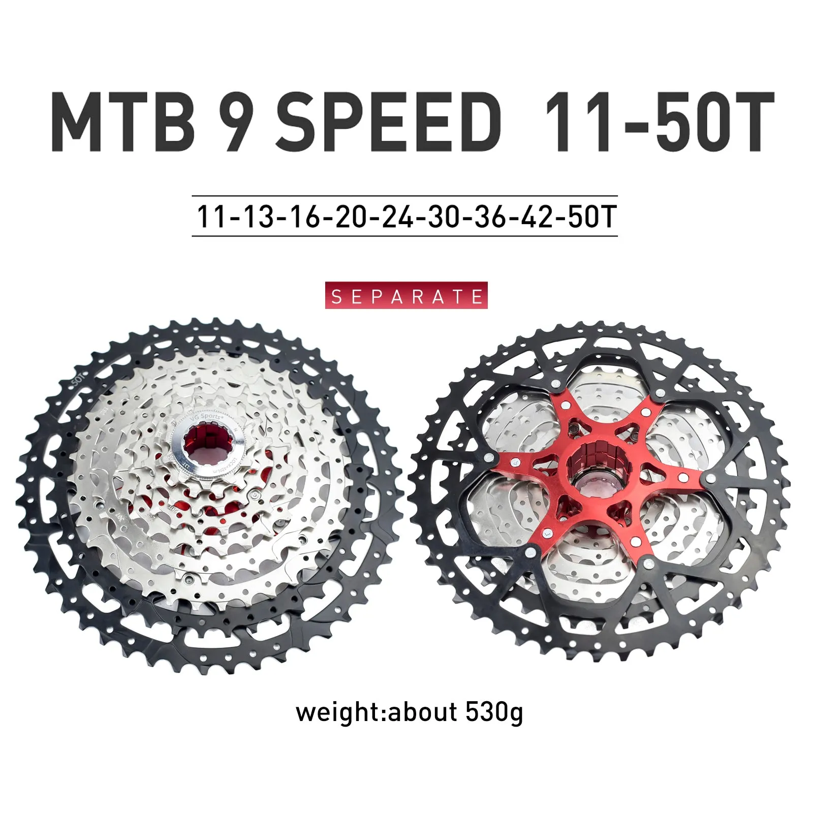 VG Sports Black&Silver 8/9/10/11/12 Speed Aluminum Bicycle Cassette