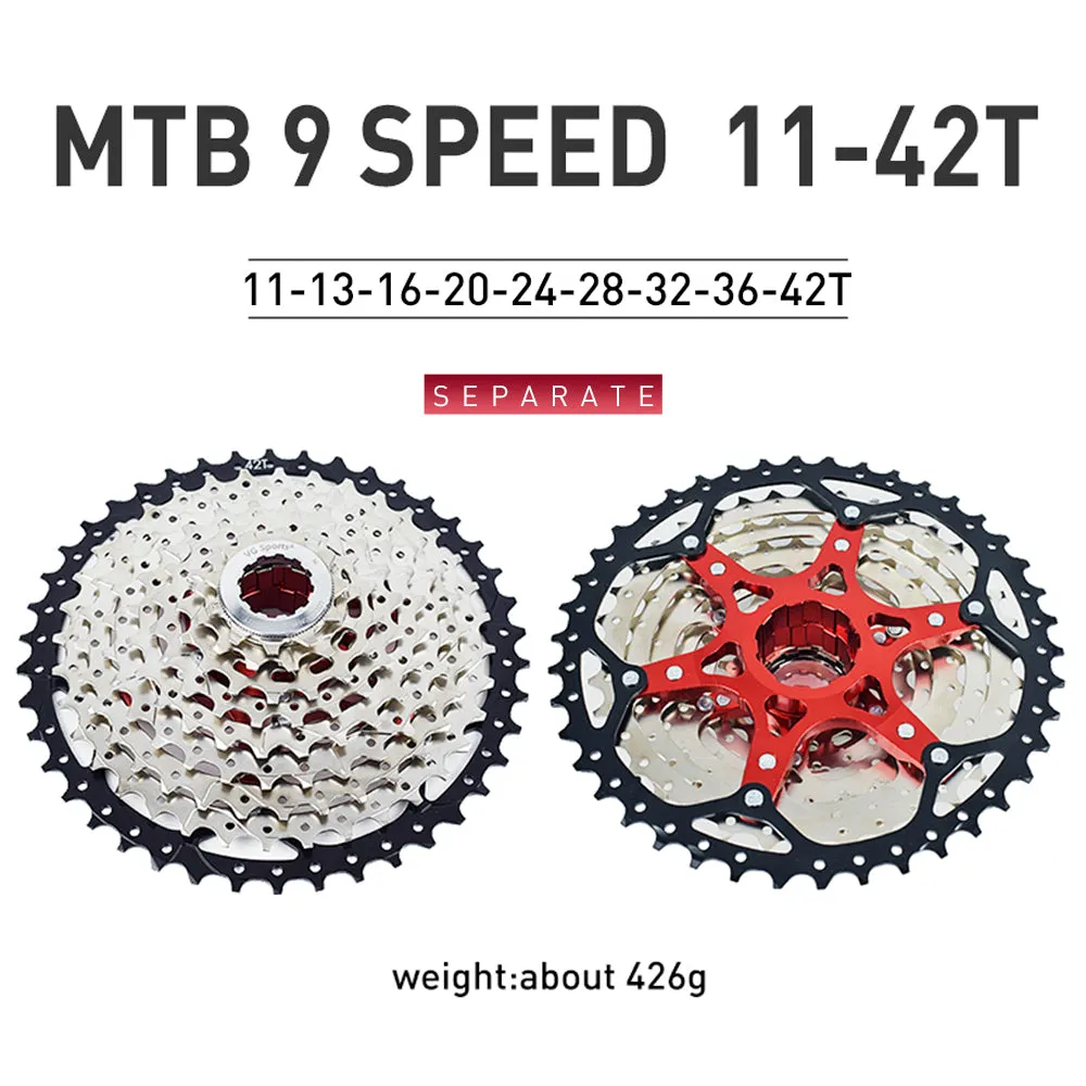 VG Sports Black&Silver 8/9/10/11/12 Speed Aluminum Bicycle Cassette