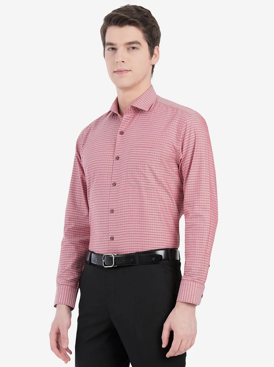 White & Orange Checked Regular Fit Formal Shirt | JadeBlue