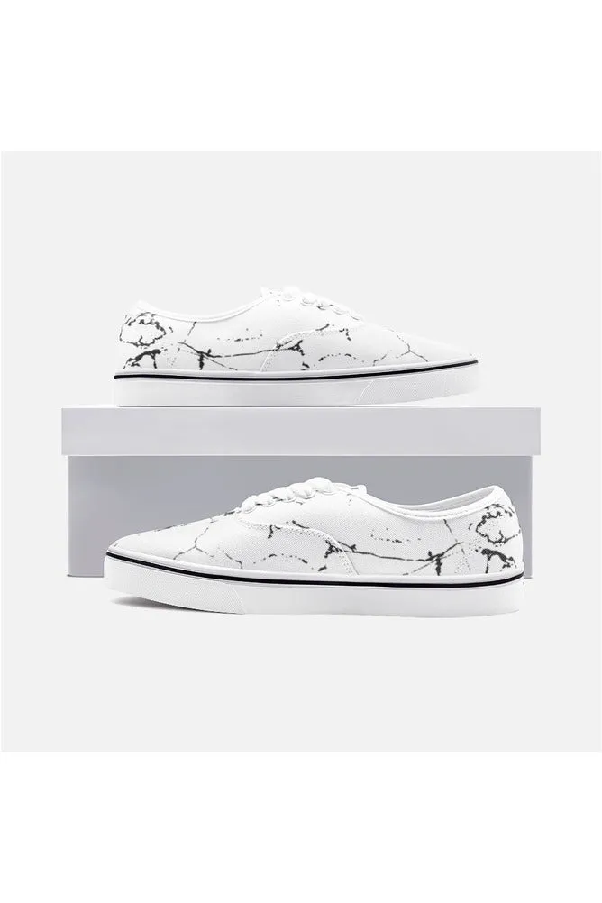 White Marble Unisex Canvas Sneakers