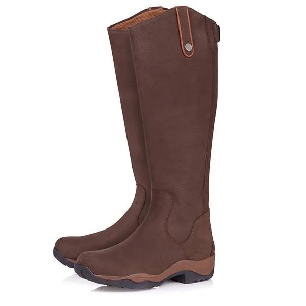 Women chunky platform round toe mid calf riding boots