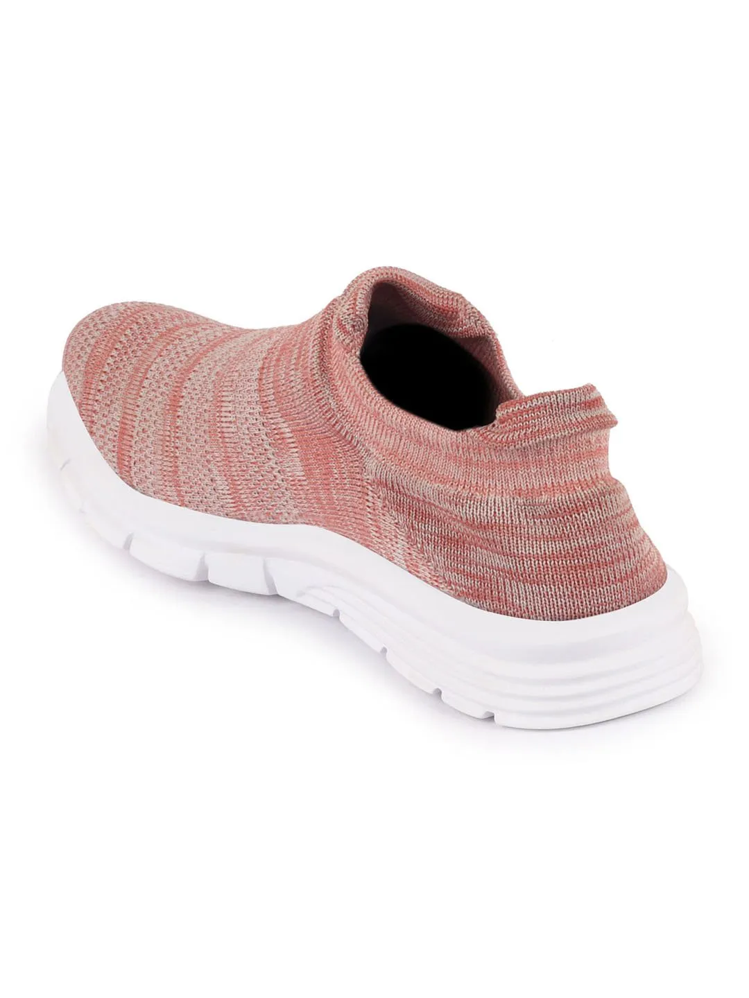 Women Light Pink Knitted Sports Walking Shoes