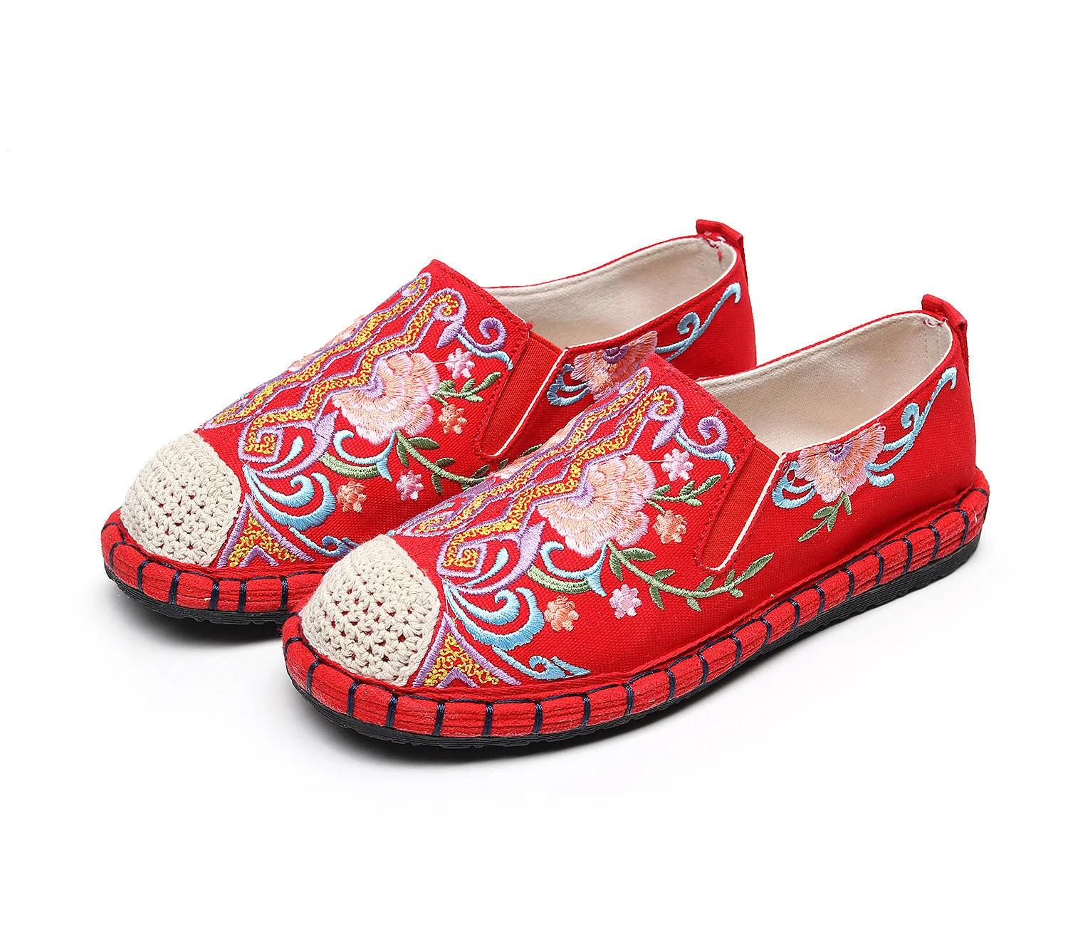 Women's Beijing Cloth Soft Bottom Ethnic Style Embroidery Canvas Shoes