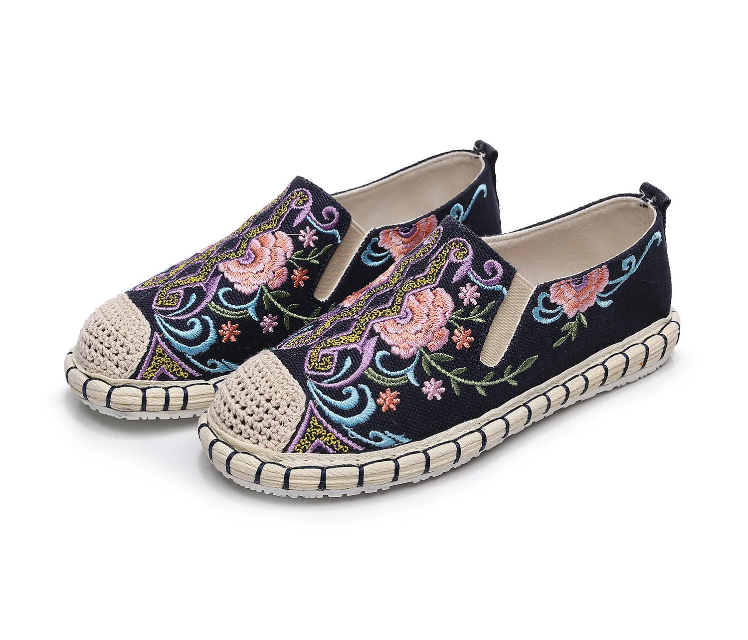 Women's Beijing Cloth Soft Bottom Ethnic Style Embroidery Canvas Shoes