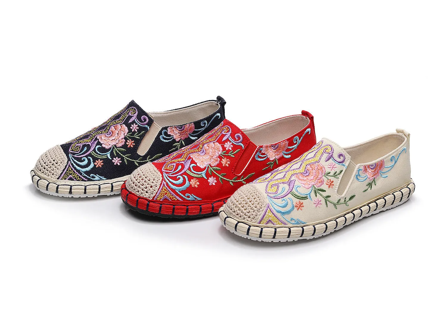 Women's Beijing Cloth Soft Bottom Ethnic Style Embroidery Canvas Shoes