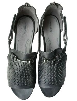 Womens Homyped Florence Black Sandals Slip On Shoes Flats