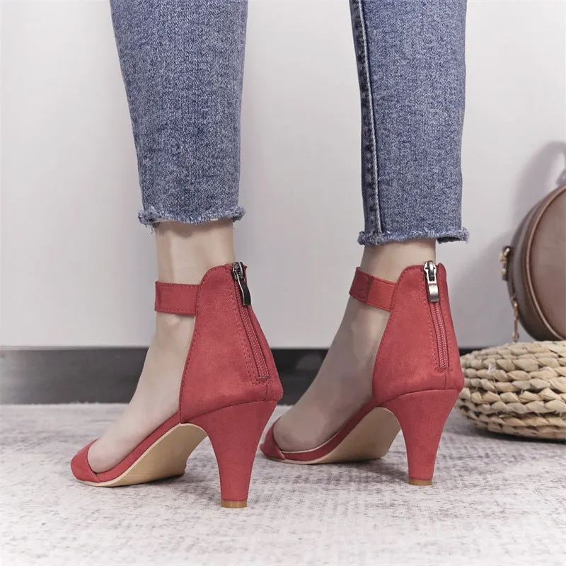 Women's Suede Coloured High Heel Shoes