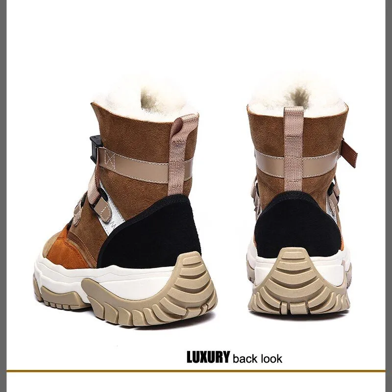 Women's Winter Sneaker Suede Leather Boots