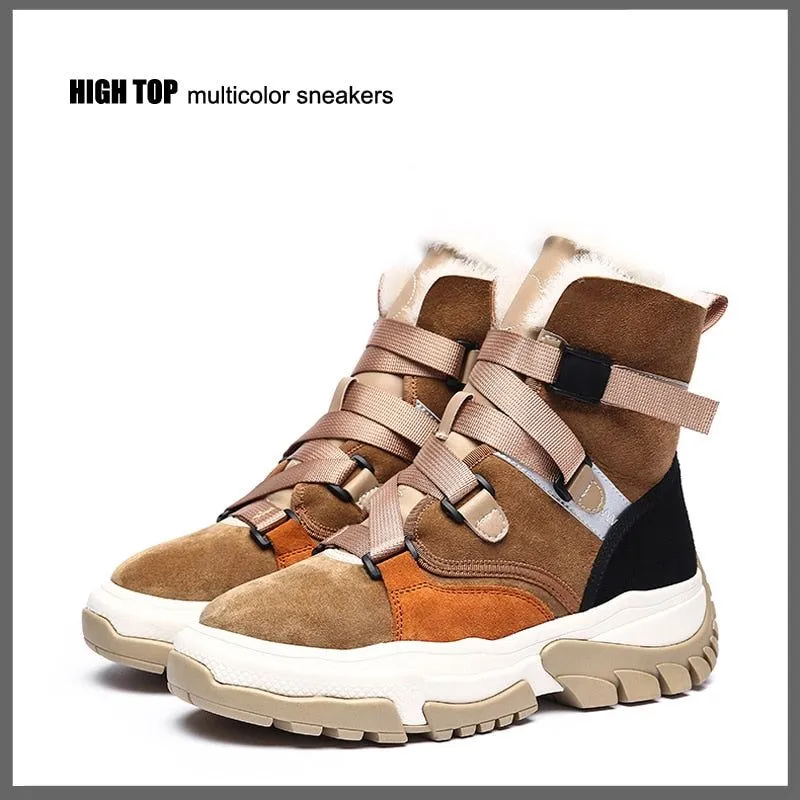 Women's Winter Sneaker Suede Leather Boots