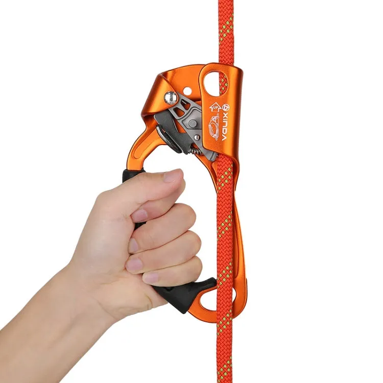 XINDA TP-8606 Outdoor Rock Climbing Aerial Work Anti-fall Handheld Rope Gripper for 8-12mm Diameter Rope left(Orange)