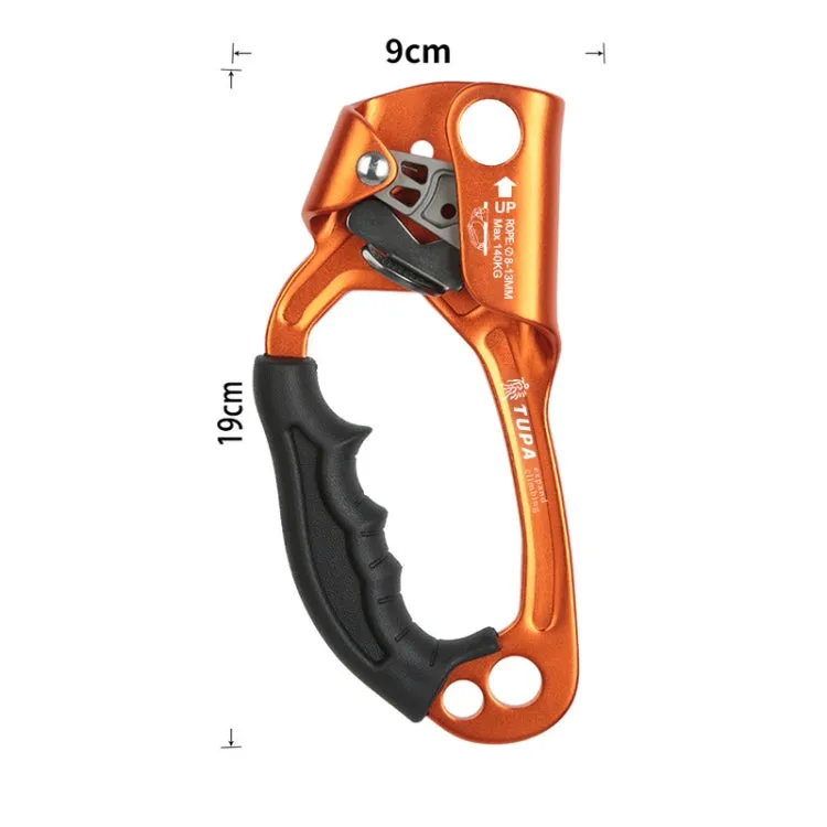 XINDA TP-8606 Outdoor Rock Climbing Aerial Work Anti-fall Handheld Rope Gripper for 8-12mm Diameter Rope left(Orange)