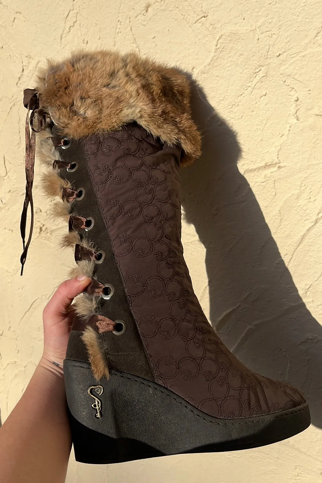 Y2K Fluffy Wedge Boots