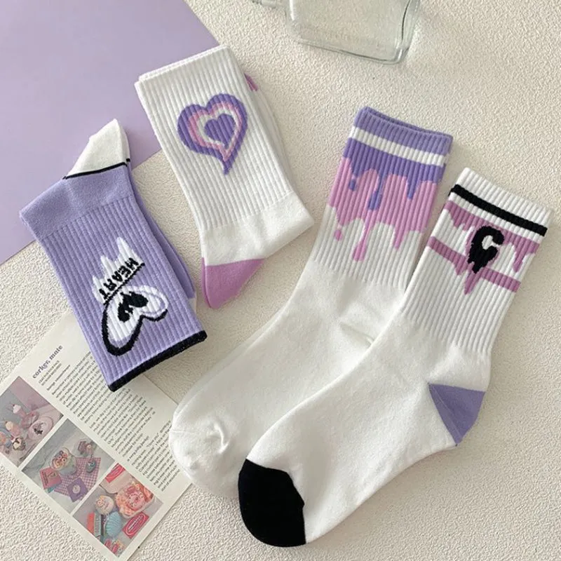 Y2K Purple Heart Socks