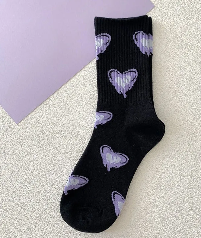 Y2K Purple Heart Socks