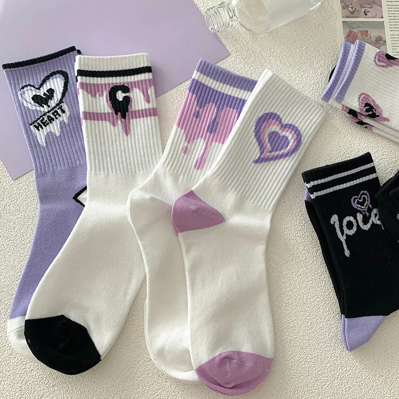 Y2K Purple Heart Socks