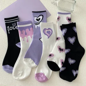 Y2K Purple Heart Socks